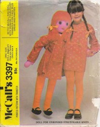 3397 MCCALLS 1972 41'' SIZE 4 BETSY MCCALL RAG DOLL, DRESS, PANTIES PATTERN